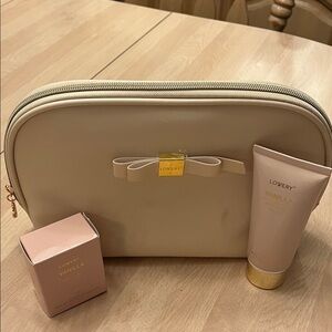 Lovery make-up bag, tube of vanilla face mask and vanilla bath salts